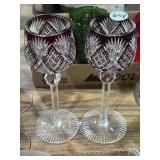 vintage ruby red cut-to-clear crystal wine or