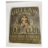 12 in x 15 in metal Outlaw Biker sign