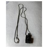 Silver box locket charm necklace marked 925.