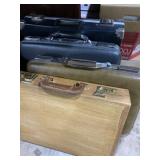 Lot of four briefcases on made of completely wood