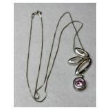 Silver chain art Deco pendant.  Marked 925.