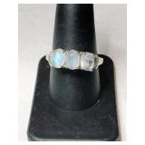 Silver moonstone  ring marked 925 size 9.