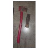 Red axe and metal splitting wedge