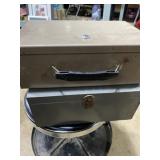 2 metal lock box the beige box is locked no key