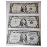 1953 & 1957   blue seal  silver certificate 1$