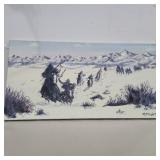 M. Hoyd 1996 winter hunting scene painting on