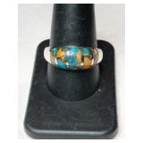 Silver native American turquoise Ring marked 925