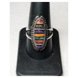 Silver southwestern multiple stones ring marked