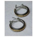 Silver hoop earrings marked 925.     .305oz