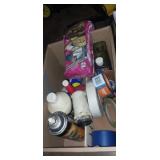 Weather strip, bug killer, wd40, masking tape and