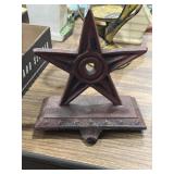 7' cast iron star Christmas stocking holder