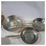 3 revere copper/ stainless skillets