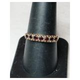 Gold  Garnets gemstone band ring marked 10K  s