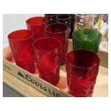 Seneca Driftwood red crinkle textured tumblers &