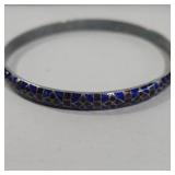 Enamel and sterling bangle .36 oztw