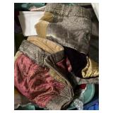 Lace, cotton, polyester fabric remnants in tote