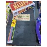 Vintage board games, including Pollyanna, pink