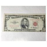 1953 off center Red seal 5$