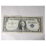 1957   blue seal  silver certificate 1$