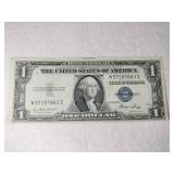 1935 off center blue seal  silver certificate 1$