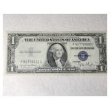 1935  off center blue seal  silver certificate 1$