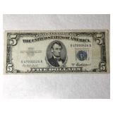 1953   blue seal  silver certificate 5$