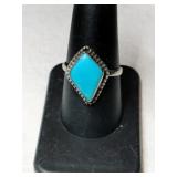 Silver native American turquoise Ring marked 925