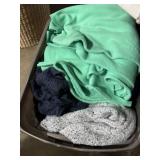 Fleece and sweater fabric remnants in tote