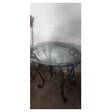 Iron base oval glass top (heavy) side table