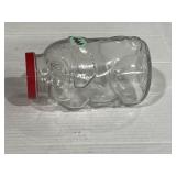 vintage Libbey of Canada glass pig jar w/red lid