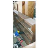 Long wooden shelving unit 71x10x36in