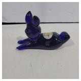 Shelton blue glass bunny 4in long