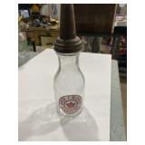 Modern red crown gasoline glass one quart oil jar