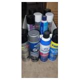Spray paint,  upholstery cleaner,  engine