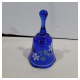 Hand painted signed Jan barnum fenton blue glass