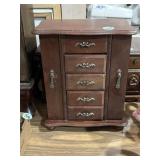 Jewelry box and contents, 12 inches tall