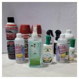 Spray paint, cleaning wax, spot remover, freezer