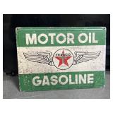 Texaco gasoline embossed metal sign 12 x 17'