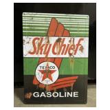 Sky Chief Texaco gasoline embossed metal sign 12