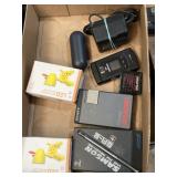 Sony Walkman, Samsung flip phone, LED lamps and