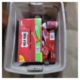 Assorted canned fog food and milk bones