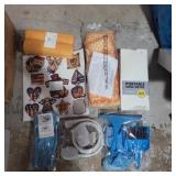 Scrub brush, towels drying mats, sprayer sink