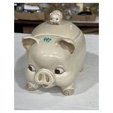 vintage Otagiri ceramic pig cookie jar, chips on