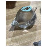 clear glass conch shell paperweight