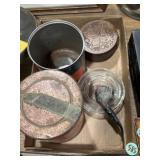 Old tins, ashtray, tobacco pipe