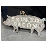 Smoked bacon embossed metal sign 20' long