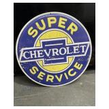 Super Chevrolet service embossed metal sign 15'