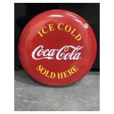Coca-Cola 'Ice Cold Sold Here' button sign 18'