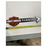 Modern cast-iron Harley Davidson parking sign