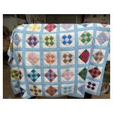 Hand made nine-patch quilt 86x86